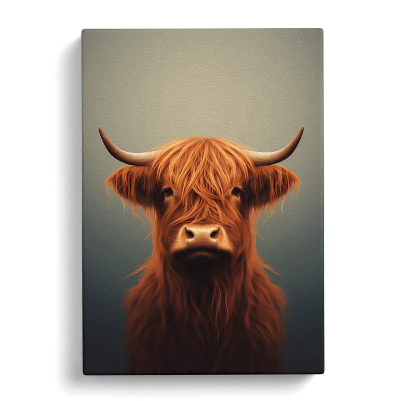 Highland Cow Minimalism - Wrapped Canvas, 76cm H x 50cm W x 3cm D