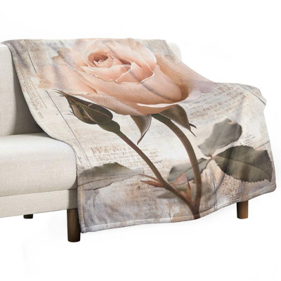 Jeté en flanelle de luxe Rosebud Blooming Against Vintage