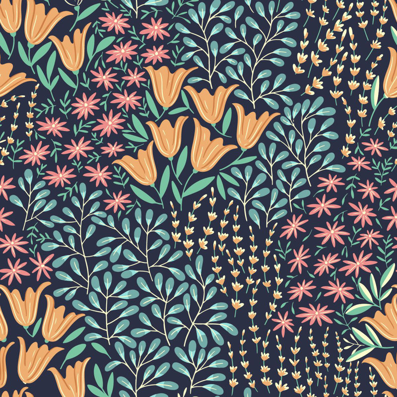 Floral Tile, Vinyl, 18.75" L x 25" W