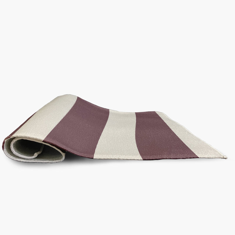 Tapis rayé mauve d'intérieur / extérieur tissé à plat, Rectangle 4 pi x 6 pi