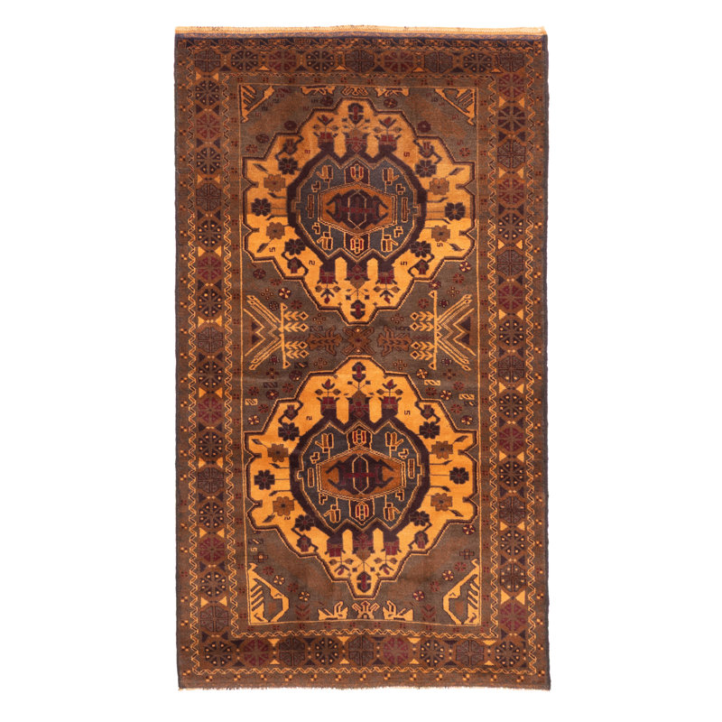 Tapis brun Teimani 3 pi 10 po x 6 pi 11 po