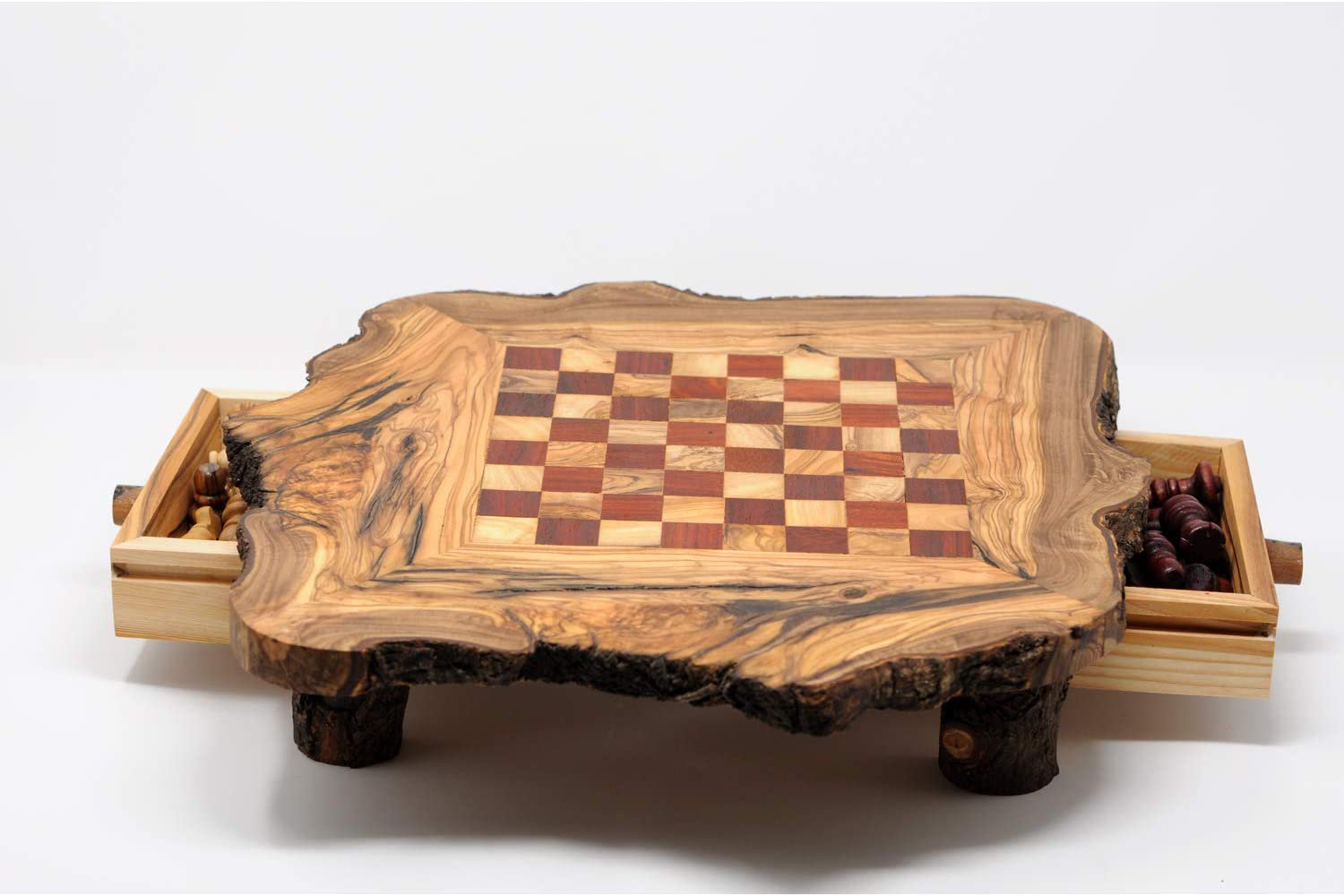 Rustic Olive Wood Chess SOlive Wood Chess Set- Rustic Wooden Chess Board at  BeldiNestet