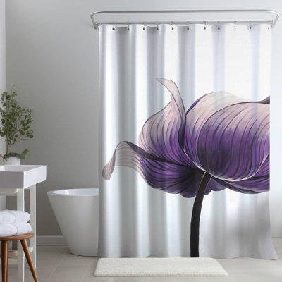 Floral – Polyester Shower Curtain, Dye Sublimation Print, 71" W × 74" L