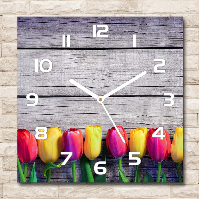 Glass Wall Clock, Grey/Yellow/White