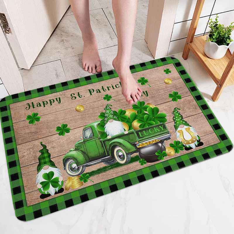  Tapis d'entrée pour la salle de bain St Patricks Day Shamrock