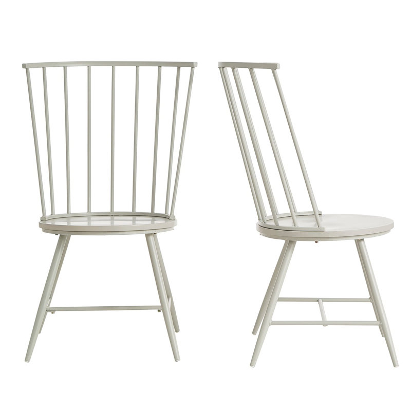 Kennamer Metal Slat Back Side Chair, Silver Birch