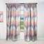 Rideau simple occultant en velours abstrait fondu chocolat rose, bleu et beige-1951500323