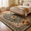 Tapis Hartley traditionnel avec médaillon délavé, style persan, or, vert, crème, ivoire, lavable à la machine, antidérapant, à poils courts, pour l'intérieur et l'extérieur, adapté aux animaux domestiques, idéal pour le salon, la chambre, la salle à manger, l'entrée, le couloir ou le bureau.-1910427567