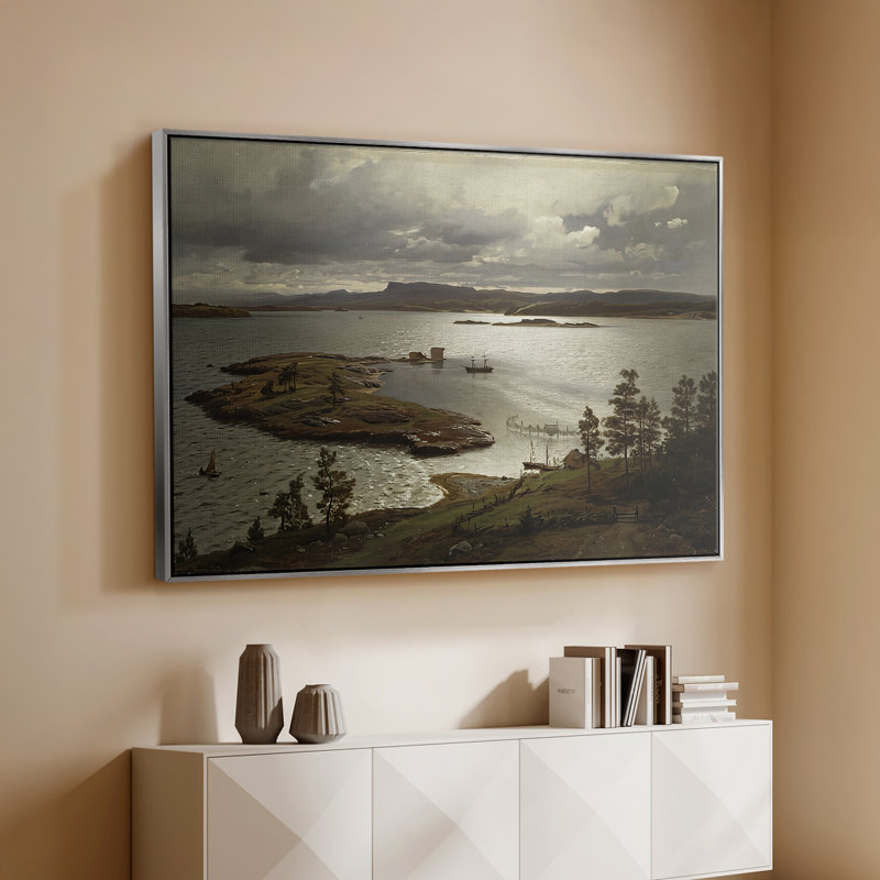 Le fjords de Sandviken (Sandviksfjords), 1879 - Hans Gude, toile tendue avec châssis, 26 x 40, Argent