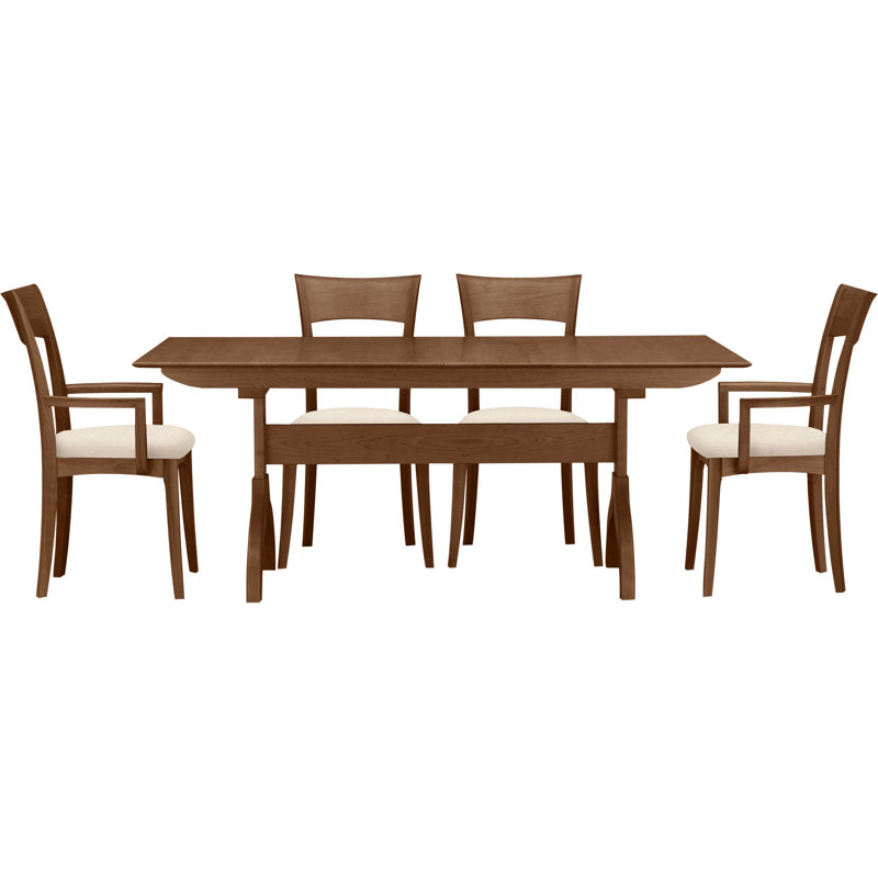 Sarah 5 - Piece Dining Set, Coffee Leather, Saddle Cherry