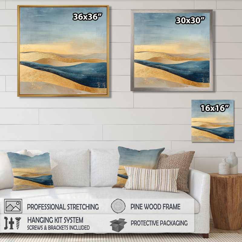 Dunes du désert doré - Tableau encadré, H 24 po x l 24 po, Toile tendue