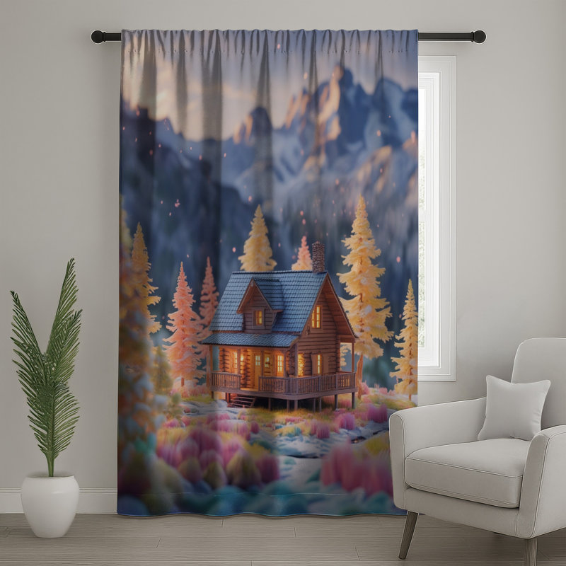 Rideaux de fenêtre Cozy Cabin In Mountains, 50 po x 92 po - 1 panneau, Transparent
