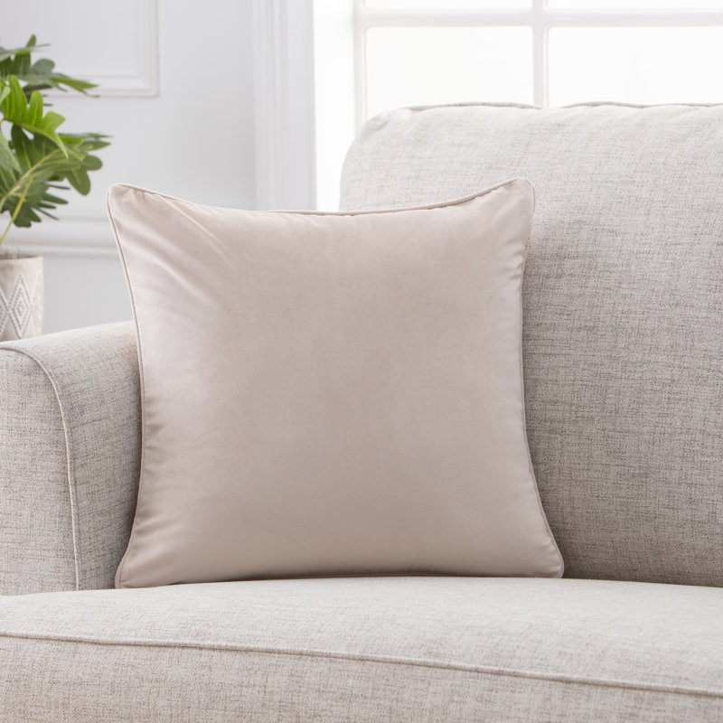 Housse de coussin décoratif en velours de couleur unie Chanasya Holland, 18" x 18", Blanc cassé
