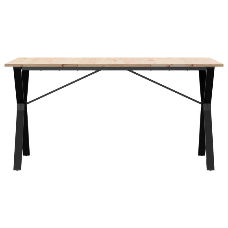 vidaXL Dining Table Y-Frame Solid Wood Pine and Steel, 75cm H x 160cm L x 80cm W