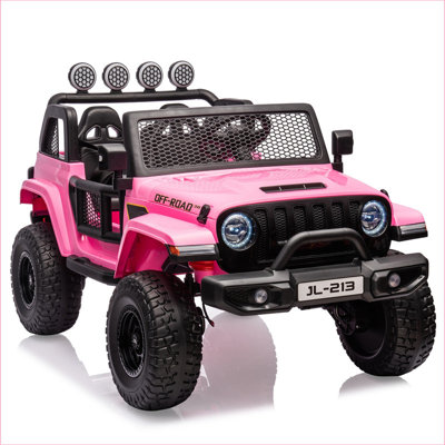 24V 7AH Ride On Electric Truck for Kids, 2-Seater Battery-Powered Vehicle with 2WD/4WD Switch, Remote Control, MP3, LED Lights, 4-Wheel Suspension, Ba