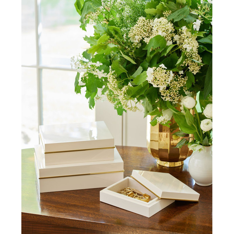 Piero Lacquer Decorative Box, 2" H x 5.1" W x 6.7" D