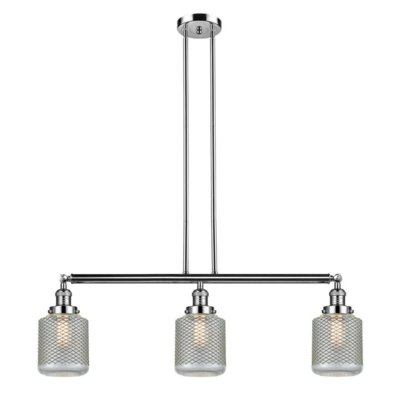 Luminaire suspendu pour îlot de cuisine 3 lumières Leis, Nickel poli, Ampoule non incluse