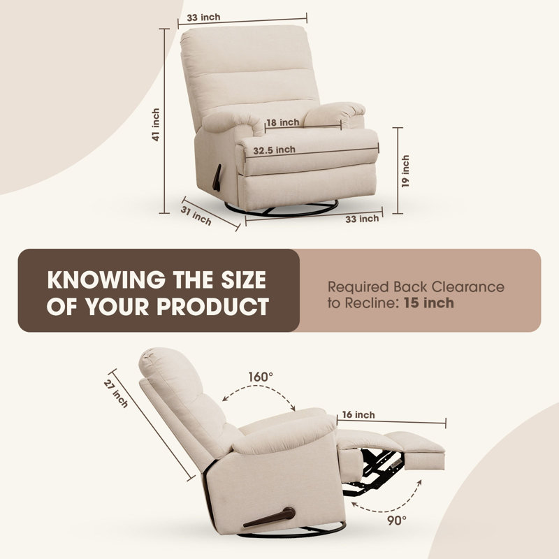 Fauteuil inclinable manuel pivotant Marinke (ensemble de 2), Beige