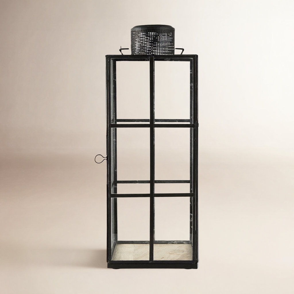 Tabletop Lantern, 16.73" H x 6.1" W x 6.1" D