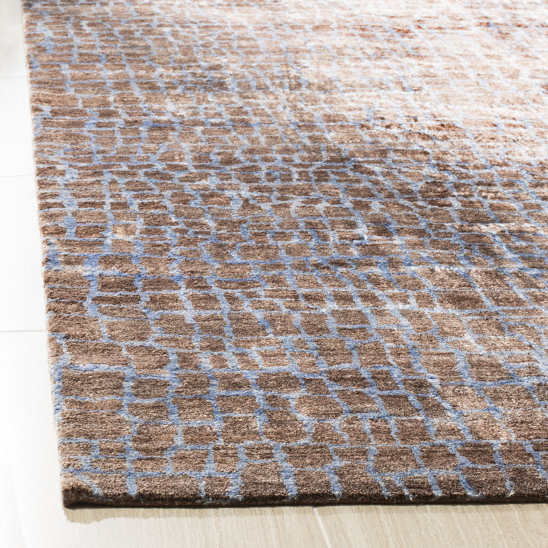 Luxor Hand-Knotted Brown Silk 6' x 9' Area Rug