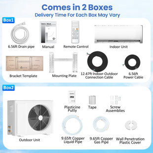 12000 Btu Mini Split Ac/heating System, 19 Seer2 230v Ductless Inverter Air Conditioner With Heat Pump, Up To 750 Sq.ft, Auto Clean, Defrost, Energy Efficient For Home & Office