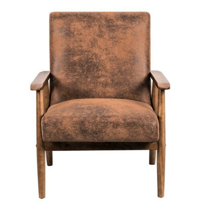 Classic Arm Chair, Brown, 26.09'' Wide. Solid Wood Arms For Durability. Comfortable Foam Filling. Classy Microfiber Upholstery. Easy To Assemble And Keep Clean Strength. Stylish Neat