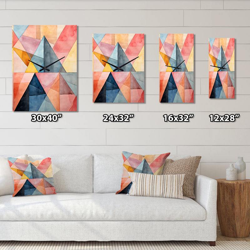 Hardedge Pastel Symetry V - Horloges murales abstraites, Grand