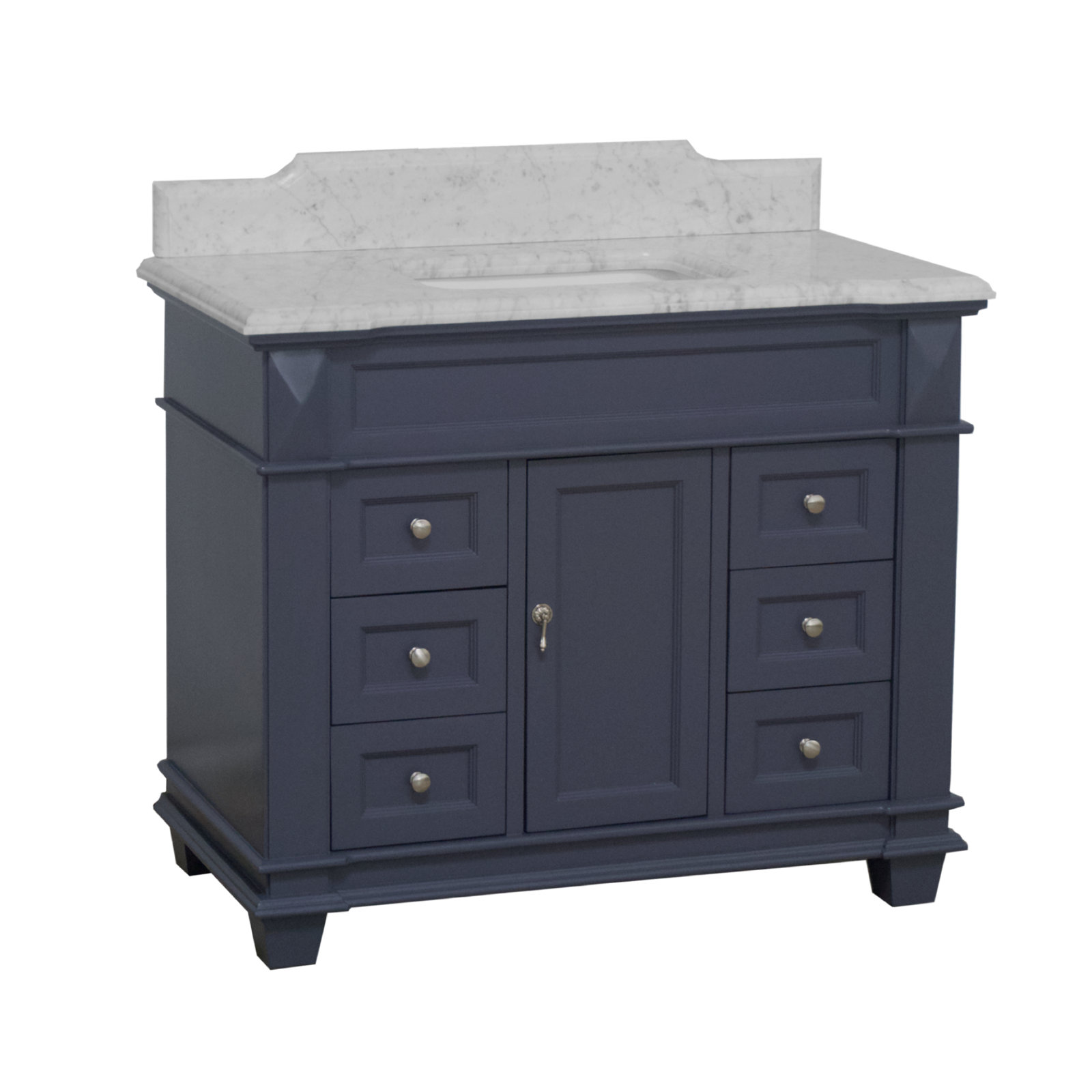 Ensa 42'' Single Bathroom Vanity, Marine Gray, Carrara Marble