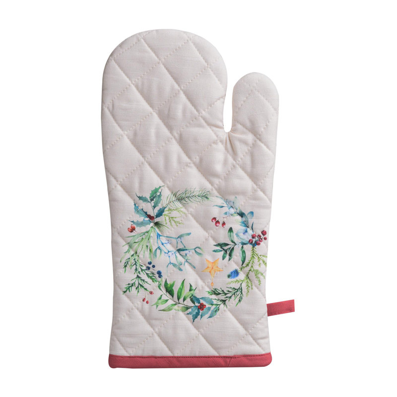 Maison d'Hermine Holly Time 100% Cotton Oven Mitt - 7.5" x 13"