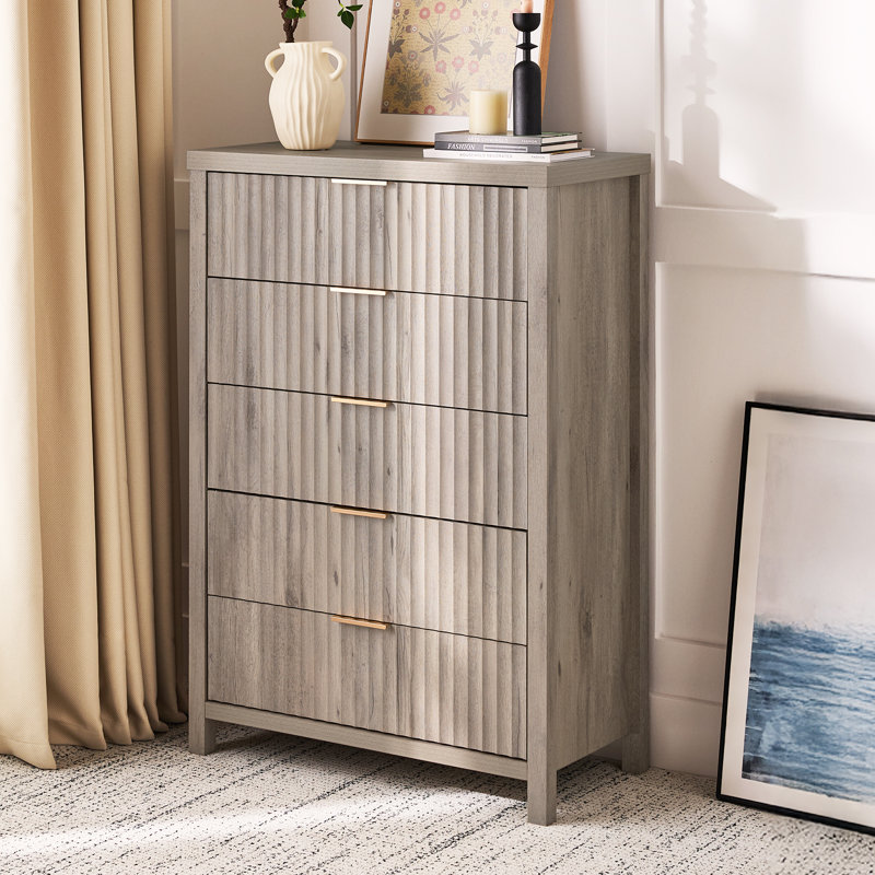 78cm W 5 - Drawer Chest of Drawers, Greige Oak