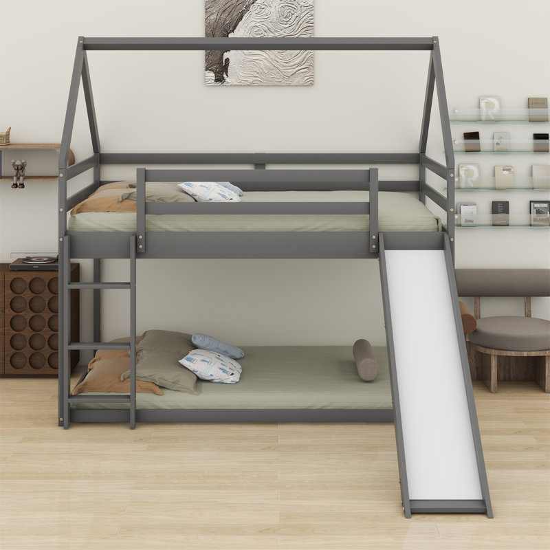 Aabidammar Kids Twin Bunk Bed, Gray