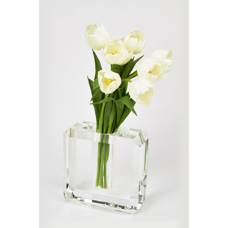 Debi Crystal Table Vase, 10" H x 5.25" W x 3.75" D