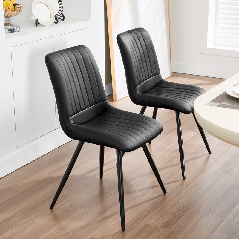 51.99cm H Upholstered Metal Side Chair, Black