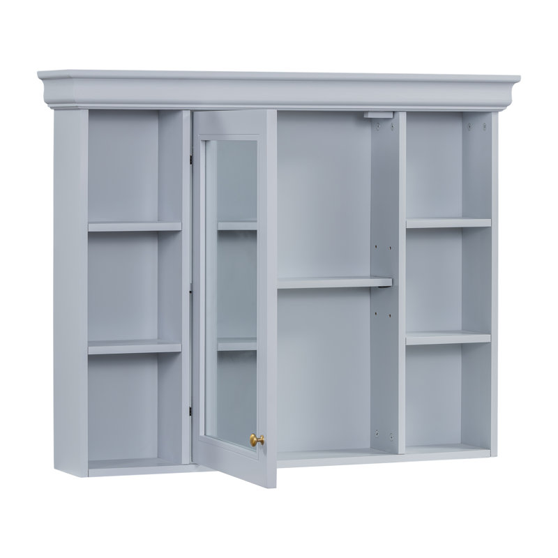 Armoire de rangement murale pour salle de bain avec porte miroir - 35 po x 28 po, Bleu
