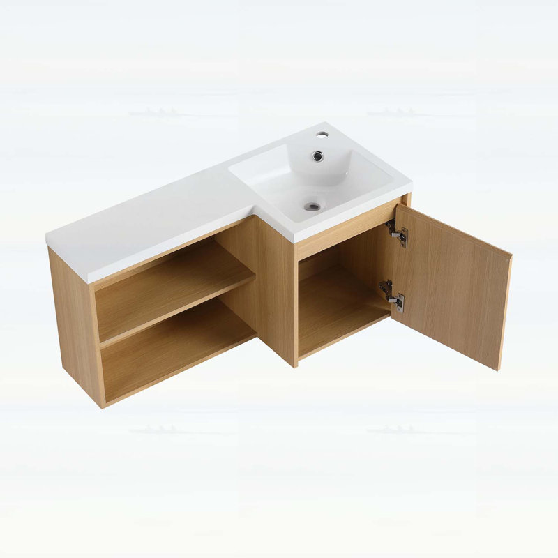 Corner Floating Bathroom Vanity with Sink