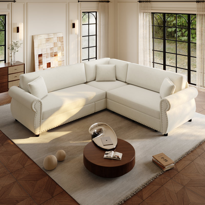 Canapés modulaires à compression, canapé-lit extensible en chenille, maison moderne, Beige