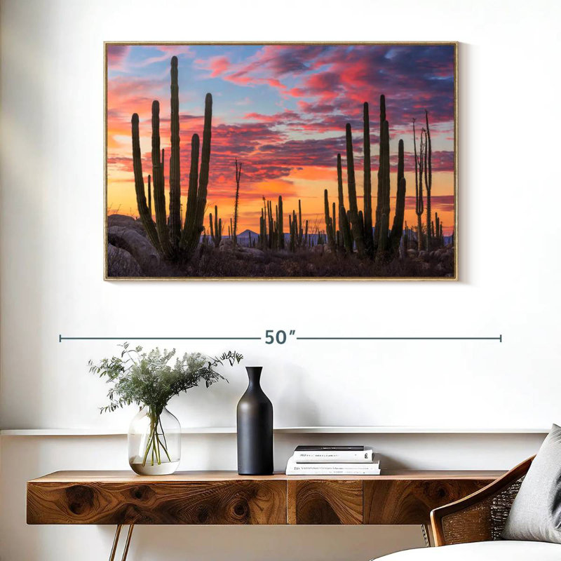 Lever de soleil de Baja California, Cadre flottant en bois naturel, 40 po x 27 po