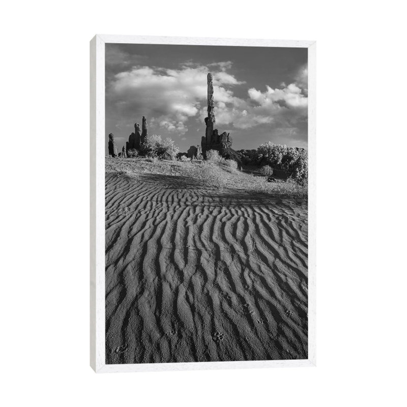 otem Pole and Yei Bi Chei with sand dunes and shrubs, Monument Valley, Arizona and Utah border 1 Piece Wall Art on Canvas