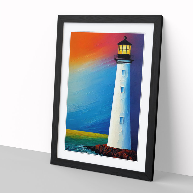 Lighthouse Painted Vol.5 - Picture Frame Print, Black, 34cm H x 25cm W x 2cm D