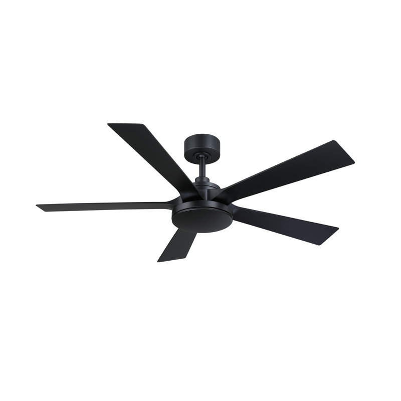 TorchAire 52 inch Indoor/Outdoor Ceiling Fan with LED CCT Select Light Kit - Black with Black Blades, Matte Black
