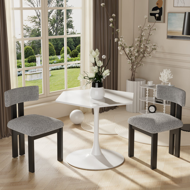 Ensemble de salle à manger à piédestal rond avec chaise rembourrée, Noir