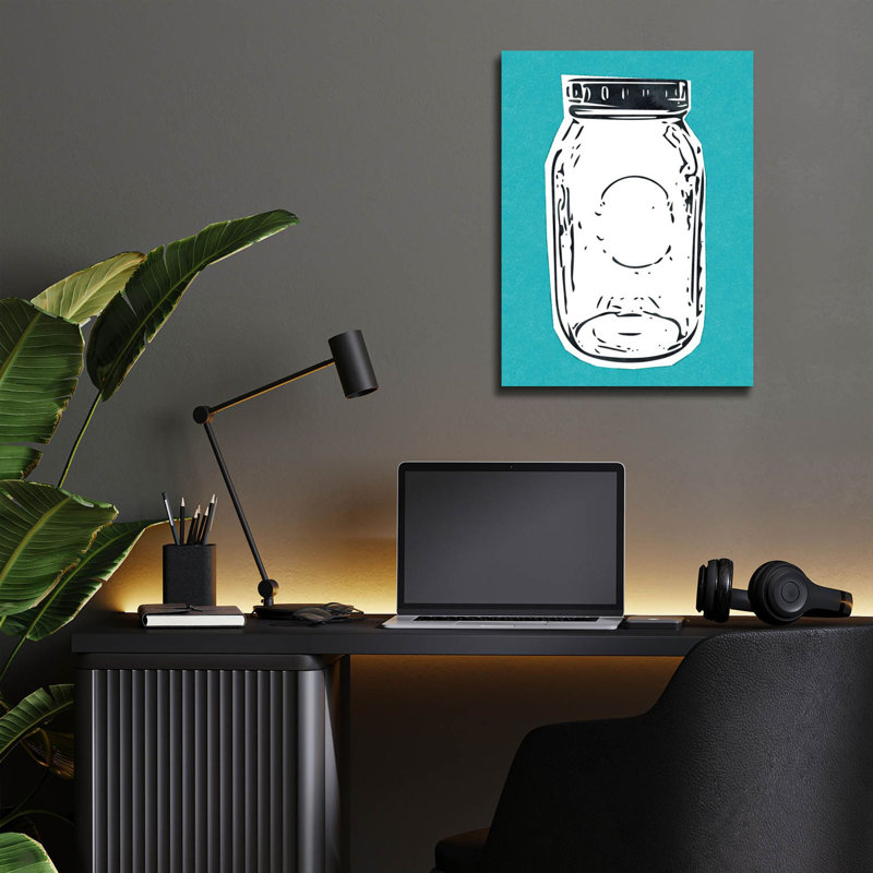 «Pop Art Mason Jar Blue» par Linda Woods, art mural en verre acrylique, H 16 po x l 12 po x P 0,13 po