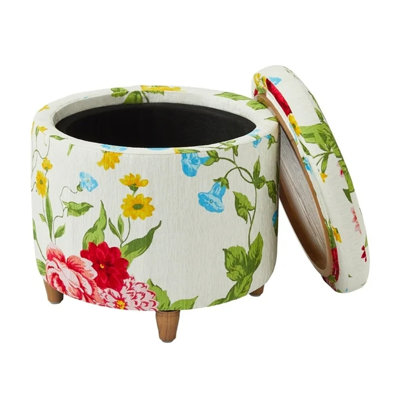 Repose-pieds rond avec rangement Floral