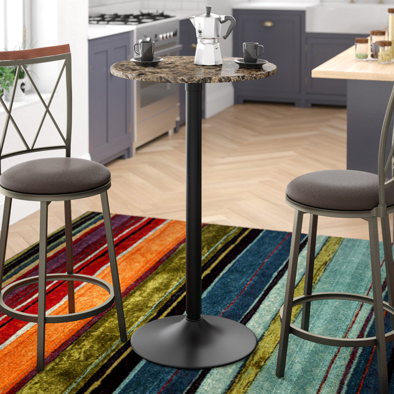 Round Faux Marble Top Dining Table