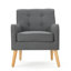 Chaise avec accoudoirs gris anthracite avec coussin, pieds et pieds en bois de style rétro, avec dossier et dossier
