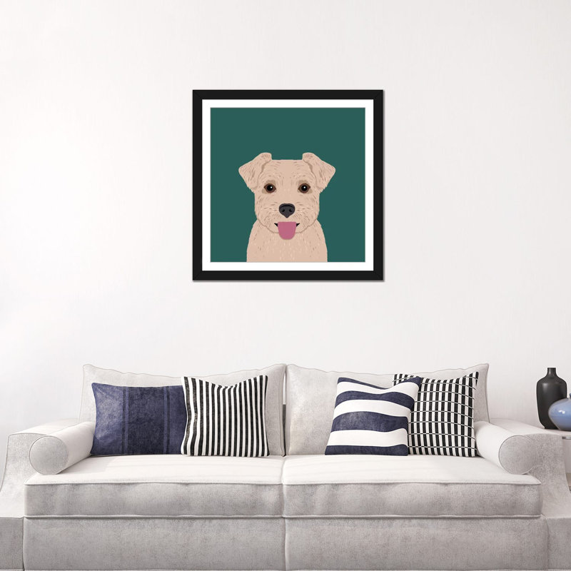 Norfolk terrier, impression sur toile tendue, H 24 po x l 24 po x P 1 po, Papier d'art encadré noir, Blanc