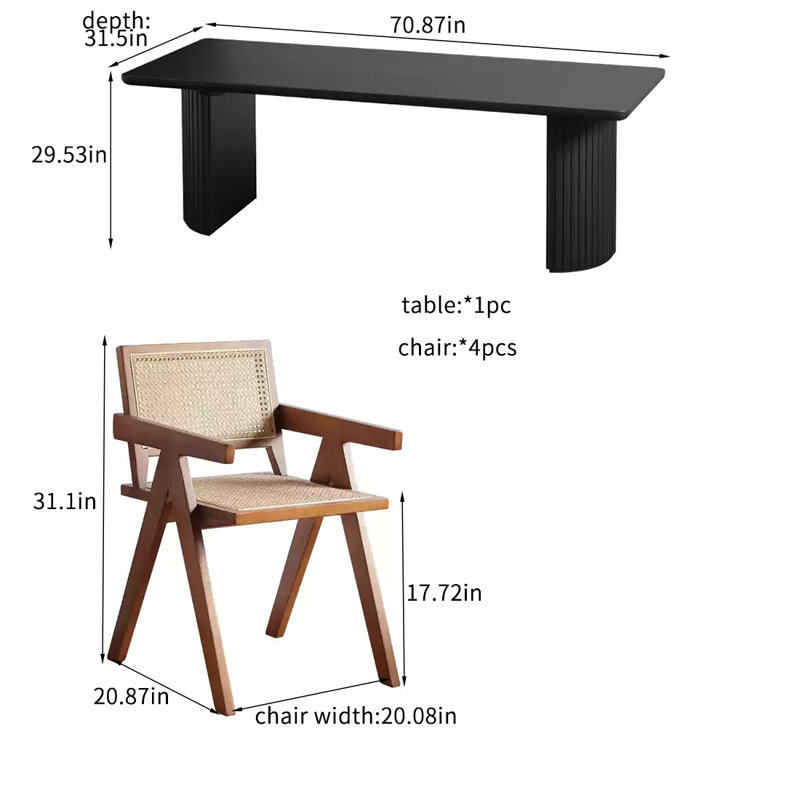 HomeLuxea Solid wood ash wood black simple dining chair comb | Wayfair