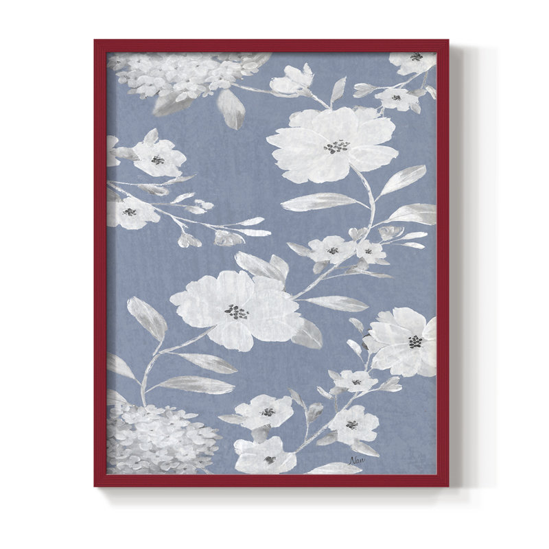 Bleu chinoiserie I, reproduction encadrée - bois massif, H 11 po x l 9 po, Rouge