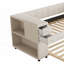 Lit simple tapissier avec rangement Lit gigogne, chargement USB, velours français, beige (L 90,9 po x l 42,2 po x H 25,9 po), aucun sommier requis, support solide