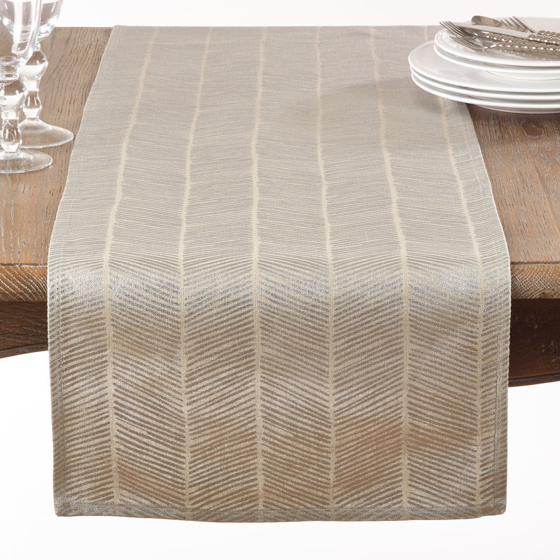 Metallic Silver Herringbone Table Runner